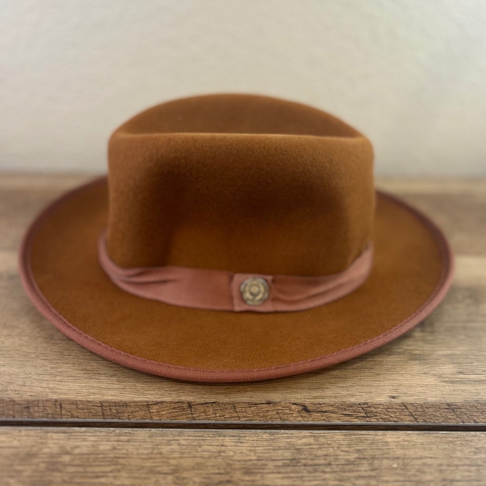 Bruno Capelo Princeton Collection Brown Australian Wool Fedora Hat Medium - Picture 2 of 7